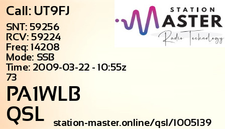 QSL Card for PA1WLB QSO with UT9FJ