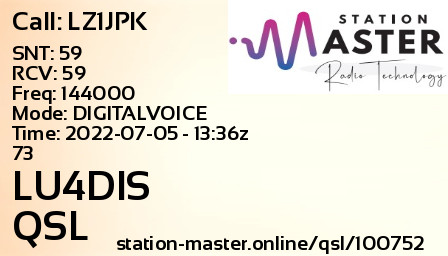 QSL Card for LU4DIS QSO with LZ1JPK