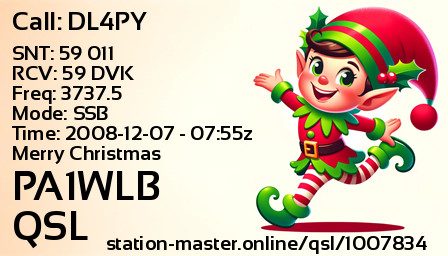 QSL Card for PA1WLB QSO with DL4PY