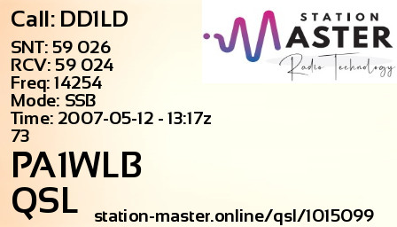 QSL Card for PA1WLB QSO with DD1LD