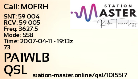 QSL Card for PA1WLB QSO with M0FRH
