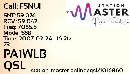 QSL Card for PA1WLB QSO with F5NUI