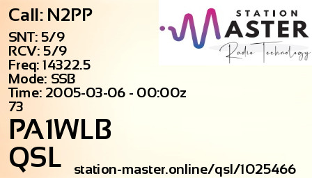 QSL Card for PA1WLB QSO with N2PP