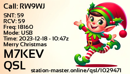 QSL Card for M7KEV QSO with RW9WJ