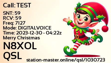 QSL Card for N8XOL QSO with TEST