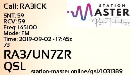 QSL Card for RA3/UN7ZR QSO with RA3ICK