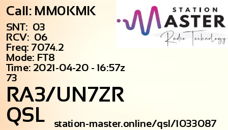 QSL Card for RA3/UN7ZR QSO with MM0KMK
