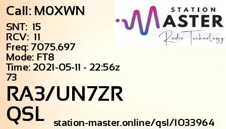 QSL Card for RA3/UN7ZR QSO with M0XWN