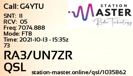 QSL Card for RA3/UN7ZR QSO with G4YTU