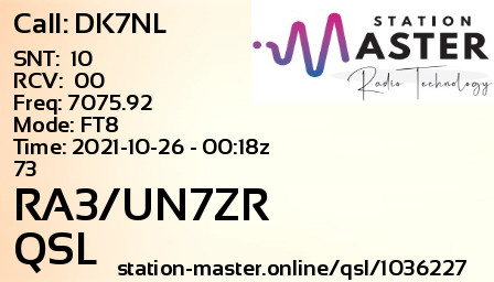 QSL Card for RA3/UN7ZR QSO with DK7NL