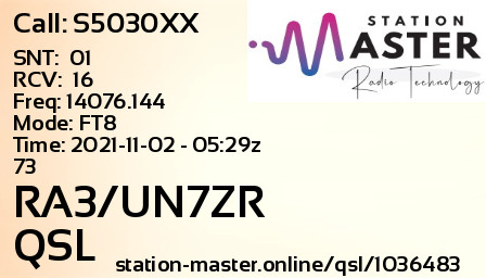 QSL Card for RA3/UN7ZR QSO with S5030XX
