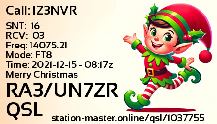QSL Card for RA3/UN7ZR QSO with IZ3NVR