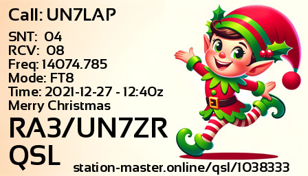 QSL Card for RA3/UN7ZR QSO with UN7LAP