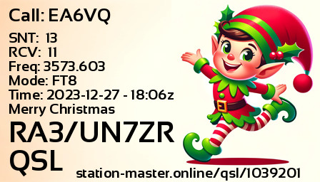 QSL Card for RA3/UN7ZR QSO with EA6VQ