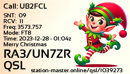 QSL Card for RA3/UN7ZR QSO with UB2FCL