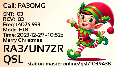 QSL Card for RA3/UN7ZR QSO with PA3OMG