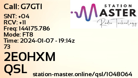 QSL Card for 2E0HXM QSO with G7GTI