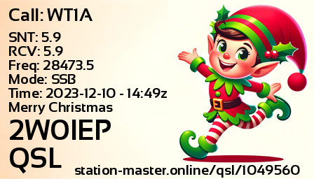 QSL Card for 2W0IEP QSO with WT1A