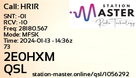 QSL Card for 2E0HXM QSO with HR1R