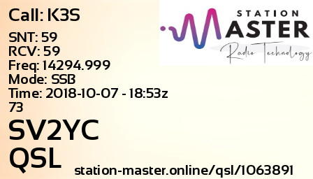 QSL Card for SV2YC QSO with K3S