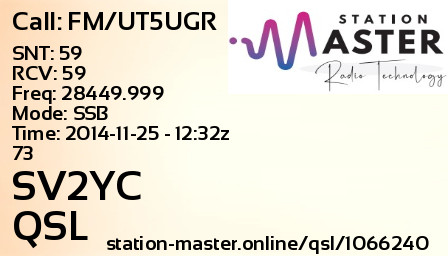 QSL Card for SV2YC QSO with FM/UT5UGR