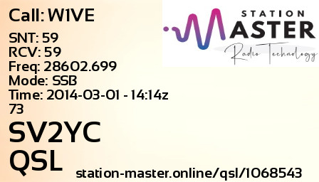 QSL Card for SV2YC QSO with W1VE
