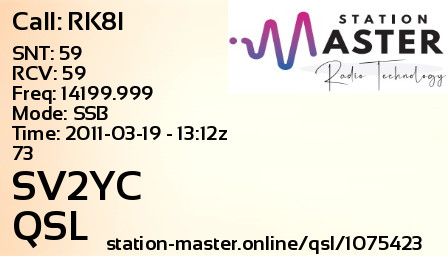 QSL Card for SV2YC QSO with RK8I