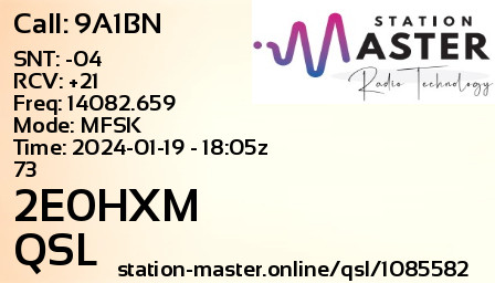 QSL Card for 2E0HXM QSO with 9A1BN