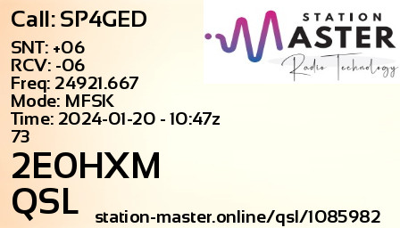 QSL Card for 2E0HXM QSO with SP4GED