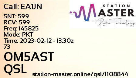QSL Card for OM5AST QSO with EA1JN