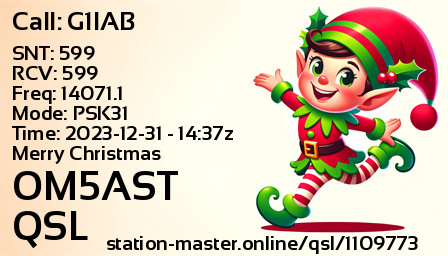 QSL Card for OM5AST QSO with G1IAB