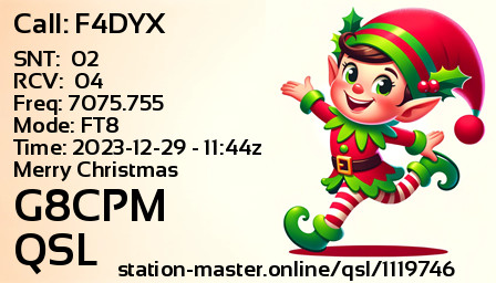 QSL Card for G8CPM QSO with F4DYX