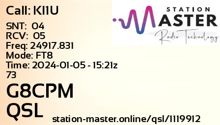 QSL Card for G8CPM QSO with KI1U