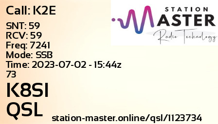 QSL Card for K8SI QSO with K2E