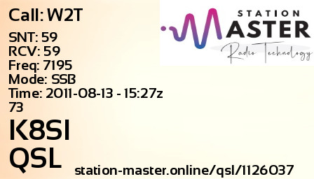 QSL Card for K8SI QSO with W2T