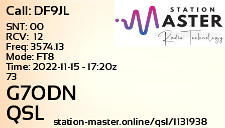 QSL Card for G7ODN QSO with DF9JL
