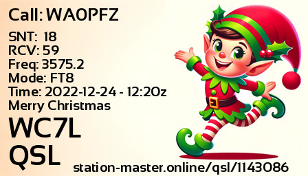 QSL Card for WC7L QSO with WA0PFZ