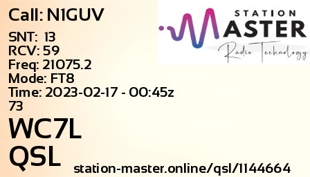 QSL Card for WC7L QSO with N1GUV
