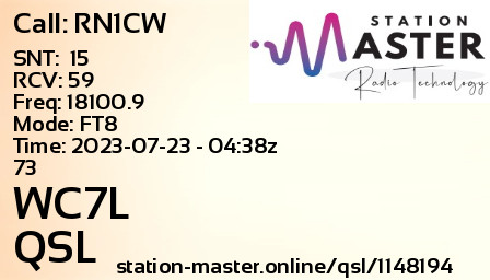 QSL Card for WC7L QSO with RN1CW
