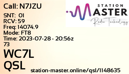 QSL Card for WC7L QSO with N7JZU