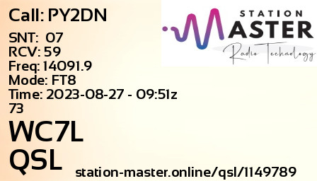 QSL Card for WC7L QSO with PY2DN