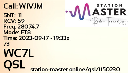 QSL Card for WC7L QSO with W1VJM