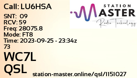 QSL Card for WC7L QSO with LU6HSA