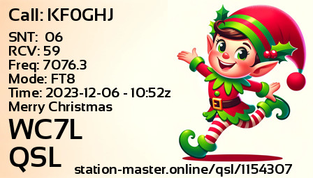 QSL Card for WC7L QSO with KF0GHJ