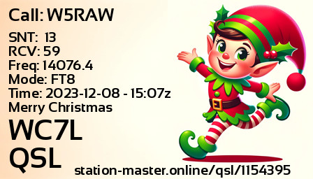 QSL Card for WC7L QSO with W5RAW