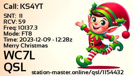 QSL Card for WC7L QSO with KS4YT