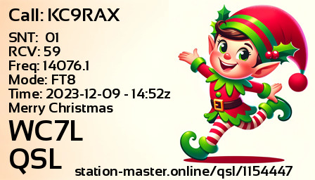 QSL Card for WC7L QSO with KC9RAX