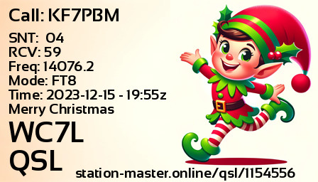 QSL Card for WC7L QSO with KF7PBM