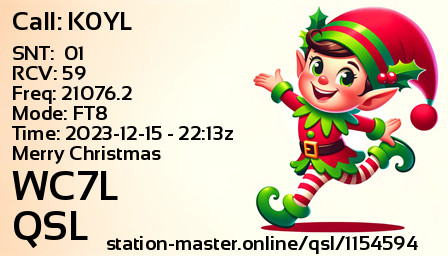 QSL Card for WC7L QSO with K0YL