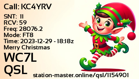 QSL Card for WC7L QSO with KC4YRV
